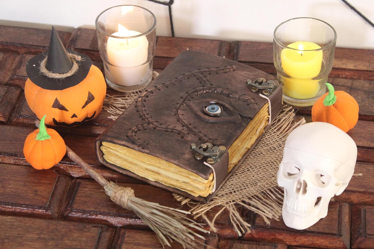 Hocus Pocus Book of Spells Hocus Pocus Decor Hocus Pocus Halloween Decorations Book of Shadows Witch Decoartions Perfect for Spooky Gifts And Spooky Decor (7x5, Antique with lock)