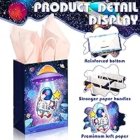 Vista 5 de Outus 24 piezas de bolsas de recuerdos de fiesta espacial, bolsas de regalo de galaxia, bolsas de papel para dulces de astronautas, bolsas