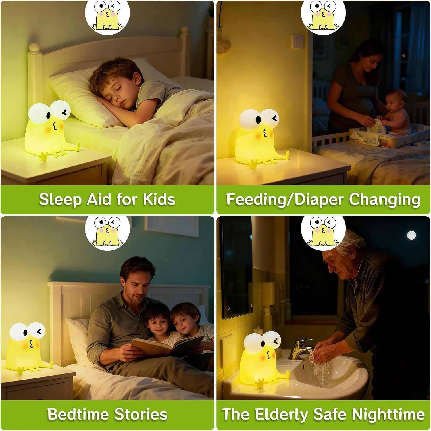 FAMIDUO Frog Night Light for Kids, Cute Funny LED Squishy Animal Silicone Lamp, Dimmable/Timer Nursery Night Light for Baby, Rechargeable Touch Bedside Lamp,Kids Room Decor, Boys Girls Birthday Gift