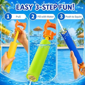 6 Pack Water Squirter for Kids, Foam Water Pool Squirt Toy, Outdoor Swimming Beach Water Play, Pool Backyard Party Activities Birthday Gift Toy for Toddler Kid Ages 1-3 4-8 8-12