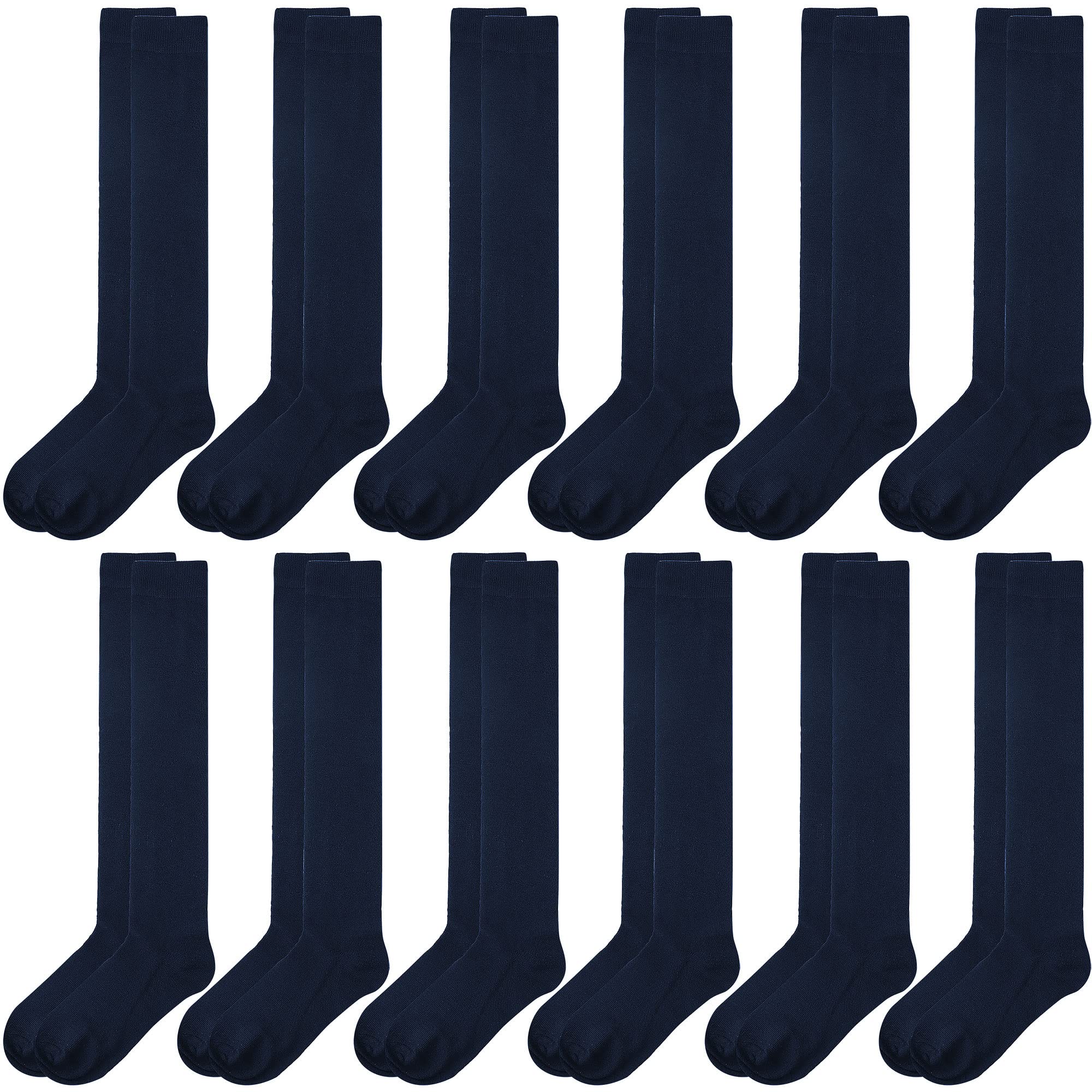 Falari 12 pares de calcetines hasta la rodilla para mujer, marino, 9-11