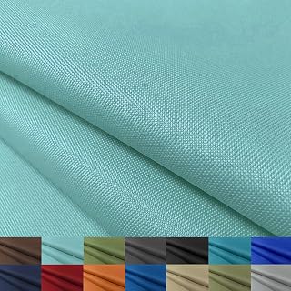 Waterproof Canvas Fabric by The Yard Fade & UV Resistant 1 Yard | 58"W 600D, 78T, 220gsm, UPF50+, Indoor Outdoor Upholstery Material for Awning Tent Chair Cushion Cover, Pale Turquoise