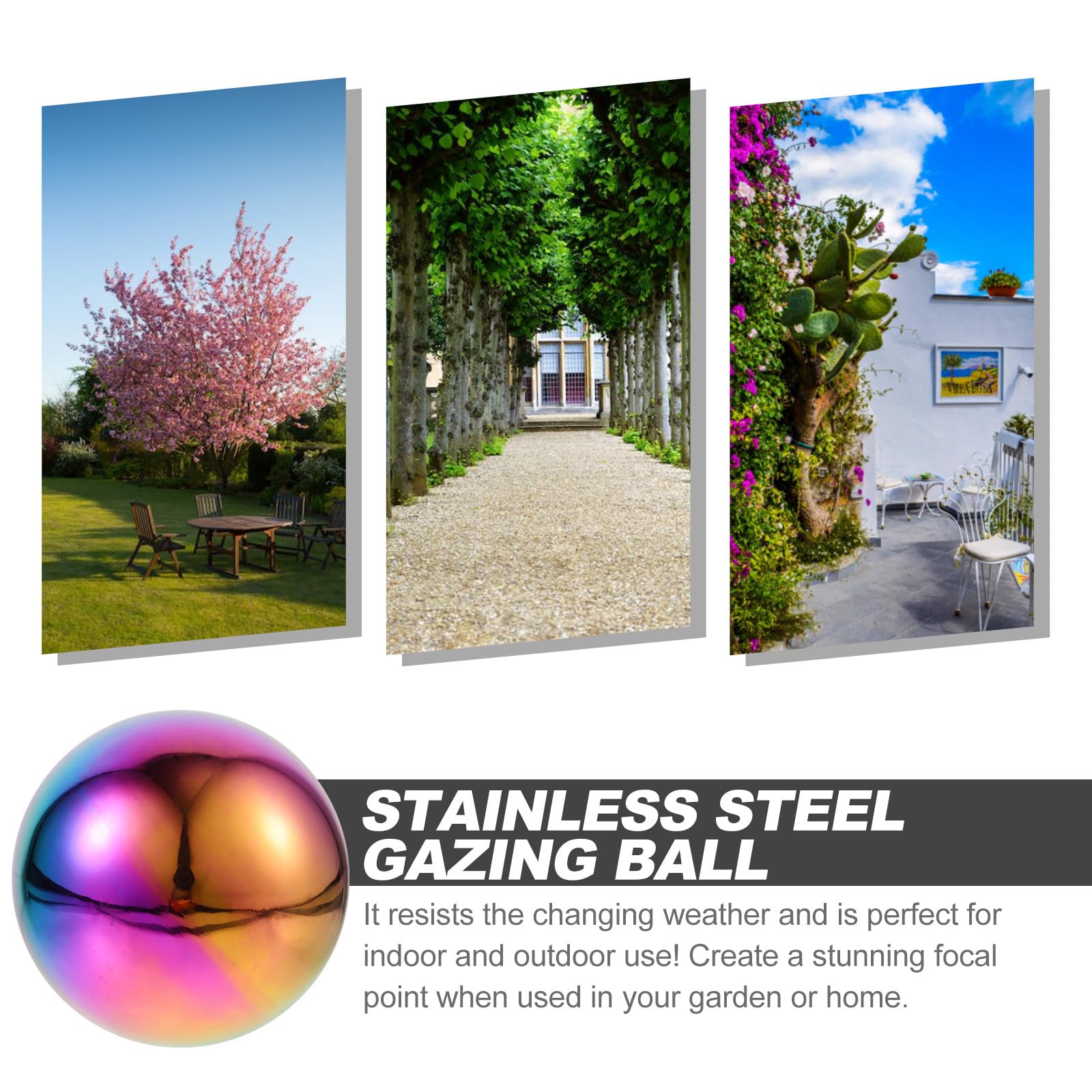 TOYANDONA 5 Pezzi Sfera da Giardino in Acciaio Inossidabile Lucidata Riflettente Palla Rotonda per Decorazioni Esterni Performance di Riflessione