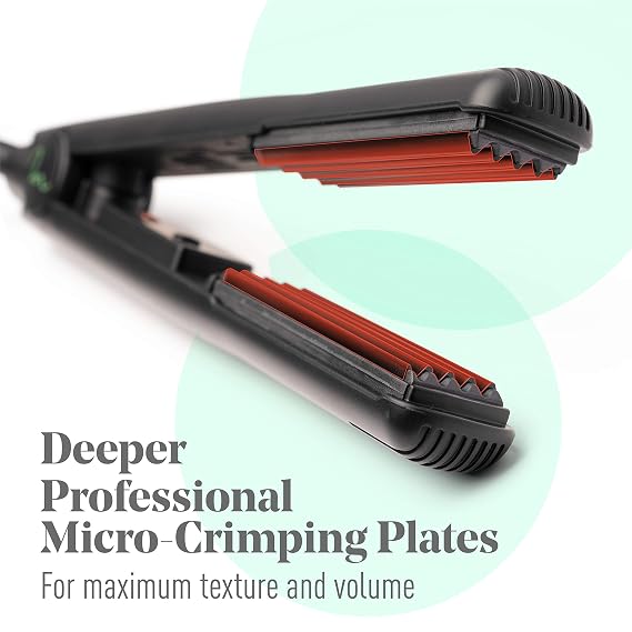 MINT Professional Series 1 Inch Ceramic Hair Crimper Iron, Dual Voltage | Deeper ceramic crimp plates create fast texture, bold crimps and maximum root volume in a travel-ready dual-voltage tool.