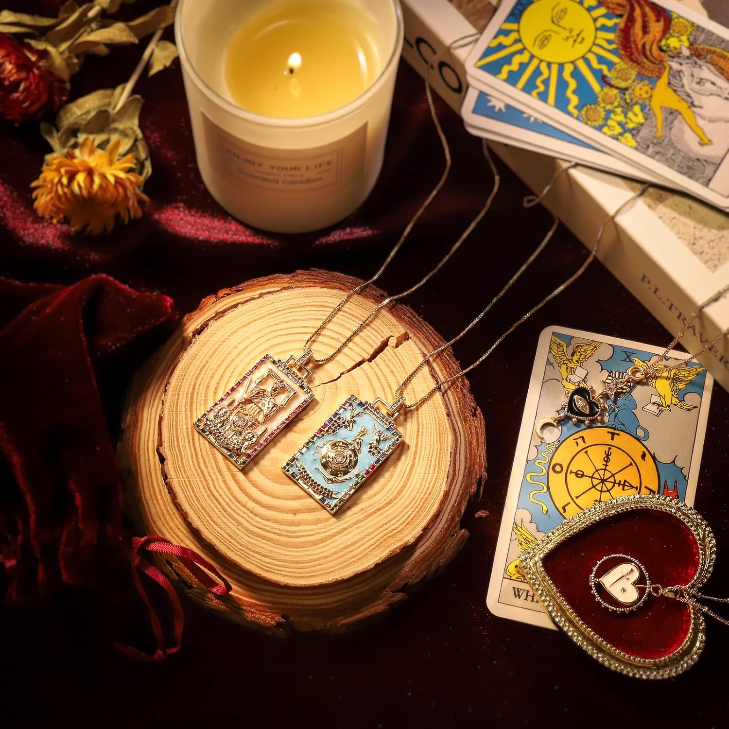 SELENICHAST Tarot Card Necklace Gold Plated Vintage Necklace Good Luck Amulet Tarot Pendant Necklace for Women Men Gifts - Image 4