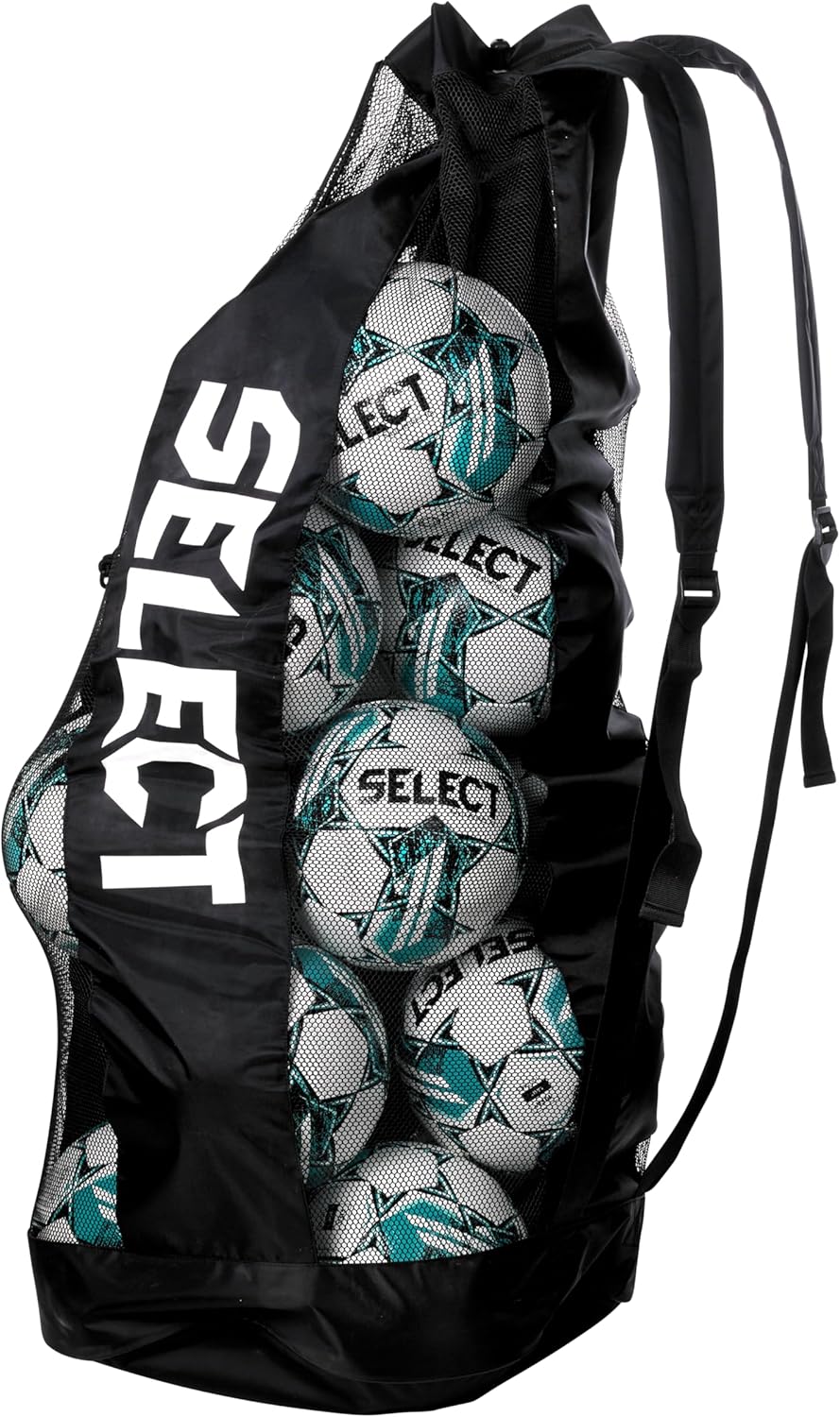 SELECT Duffle Soccer Ball Bag, Black/White, 20 ball capacity
