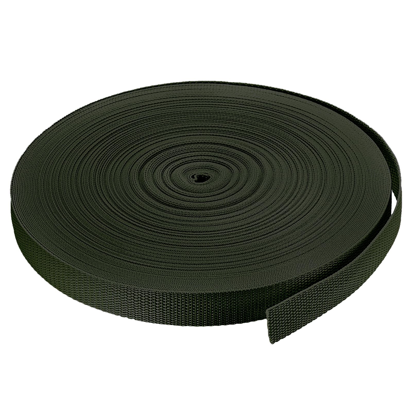 MACHSWON 2.5cm Lightweight Polypropylene Webbing Strap 1" 50 Yards Army Green Strapping Band for Outdoor