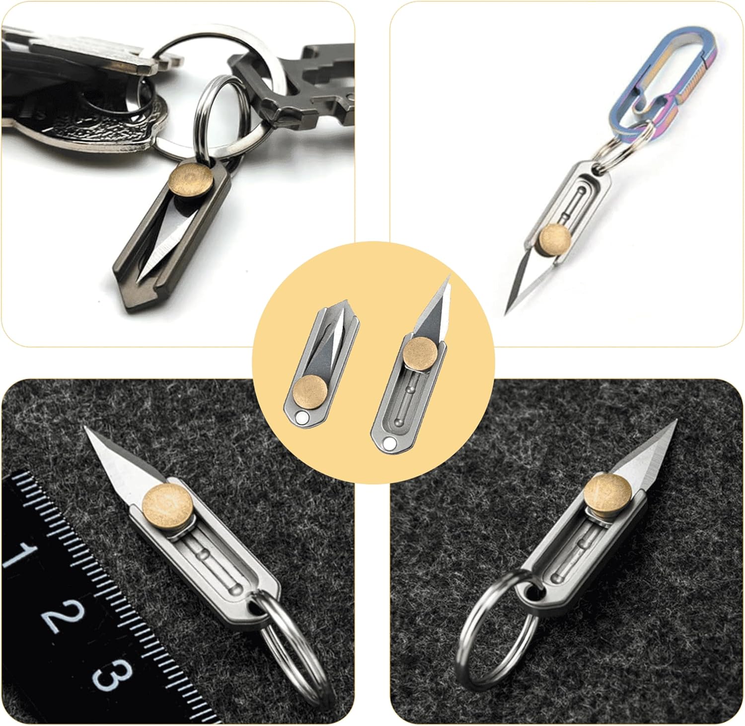 Mini Keychain Knife Titanium Folding Knife Compact & Discreet Hidden EDC Tool, Built-in Belt Buckle Design for Everyday Carry, Perfect as a Practical Gadget Gift for Men and Dads