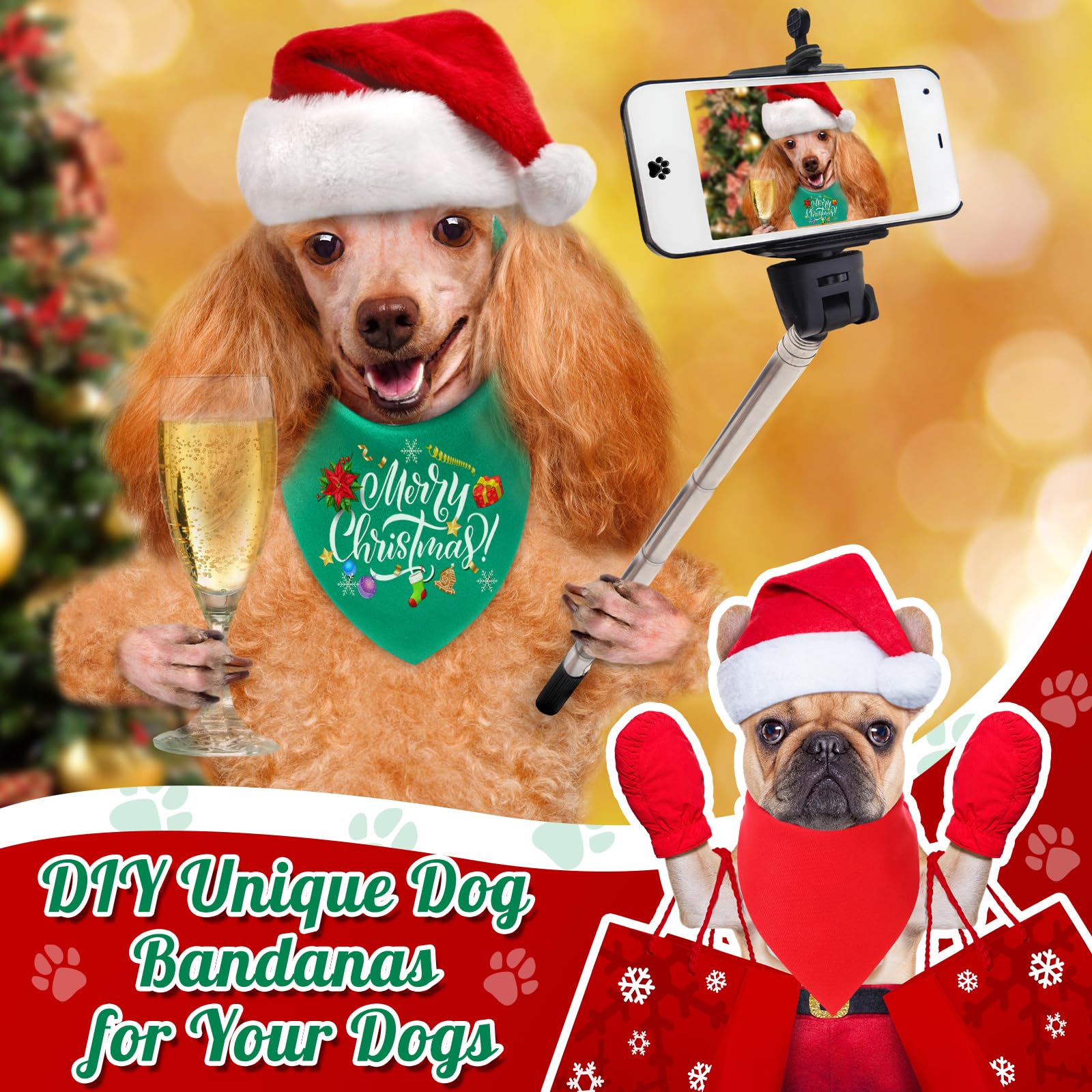 Abbylike 50 pz rosso verde bianco cane bandane Bulk Natale Plain Bandane per cani trasferimento di calore triangolo bavaglini per cani bandane fai da te per cani cuccioli gatti animali domestici