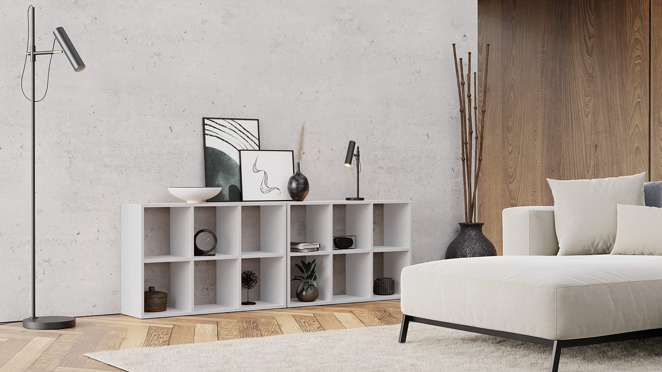 KLX Würfelregal Weiß 2x3 – Regal Würfel with 6 Fächern - Raumteiler Regal 100 x 67.4 cm - Bücherregal für Wohnzimmer und Büro