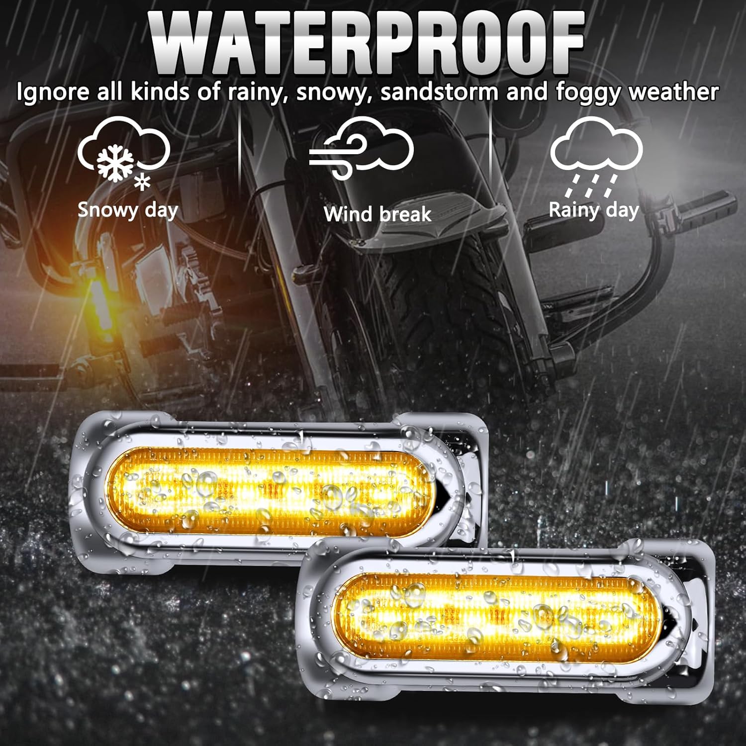 Motorcycle Highway Crash Bar Lights - Multicolor LED Switchback Driving Signal, Motorcycle Auxiliary Lights Universal Fits 1-1/4" Touring Bikes for UTV ATV, Trucks and Golf Cart (1 Pair)