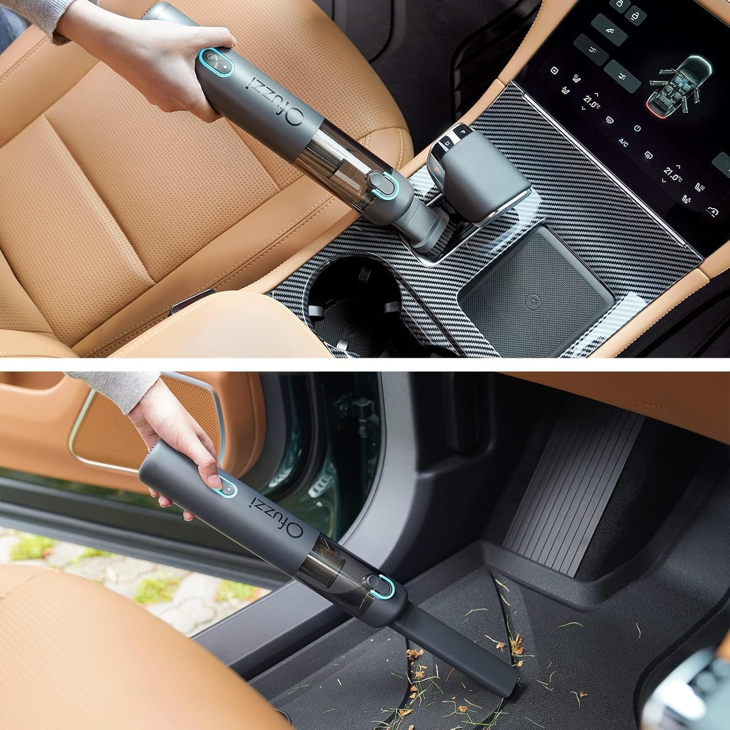 Ofuzzi H8 Apex Car Vacuum Cleaner, Portable Handheld Vacuum with 12000Pa High Power, Ultra-Lightweight 1.2lbs, USB-C Fast Charging, Mini Car Vacuum for Car, Home, Pet Hair, Office(Gray)