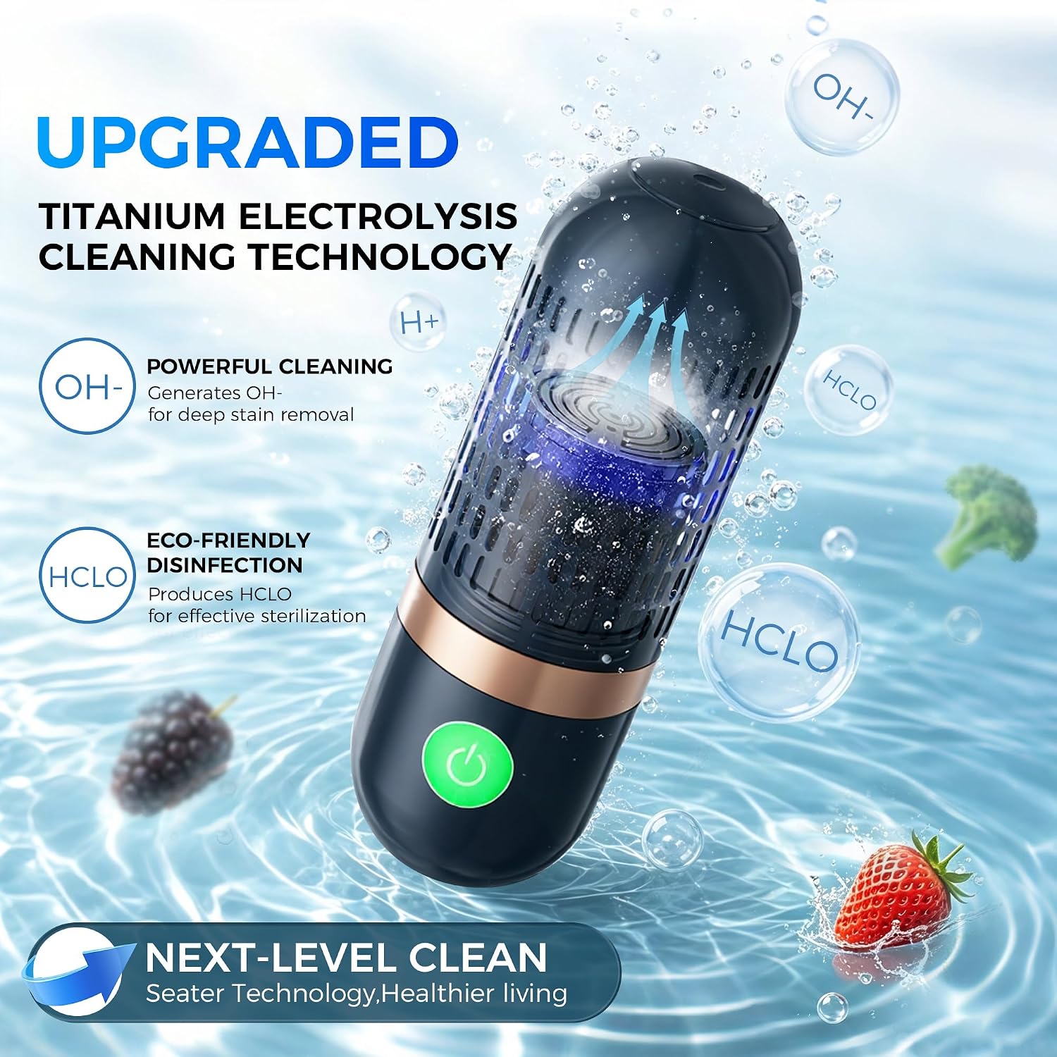Portable Fruit Washer & Vegetable Cleaner, Wireless Produce Cleaner Blue