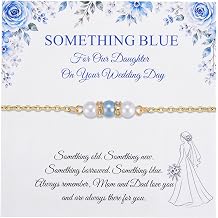 Ralukiia Something Blue Bracelet for Bride Wedding Jewelry, Bridal Bracelet Gift, Something Blue Wedding Tradition Jewelry for Daughter, Bridal Shower Gift, Bachelorette Party Favors