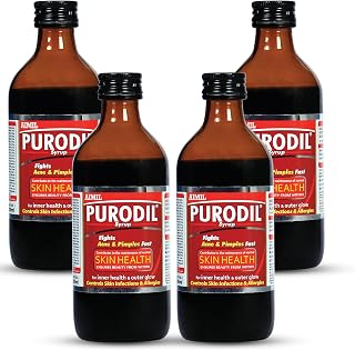 Purodil Herbal Syrup (200 ml) | Natural Detox and Blood Purifying Liquid for Radiant Skin | Daily Ayurvedic Skin Wellness Tonic for Men and Women (Pack of 4)