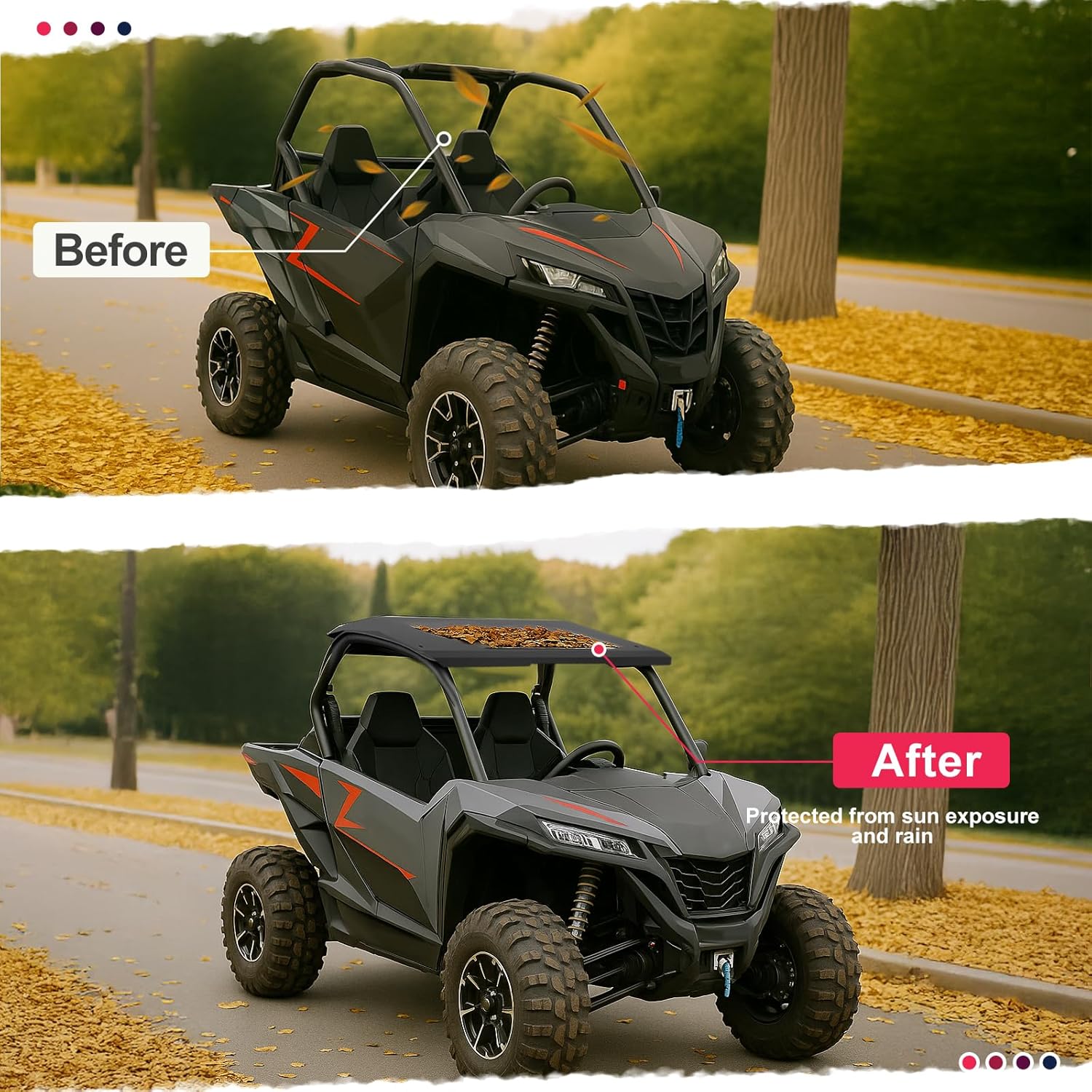 Aluminium Hard Roof Top 1-Piece Compatible with 2020-2022 CF-Moto Zforce 950/Sport/H.O. Sport/H.O. EX/1000 Sport Heavy Duty Black Roof Shading Cover Powder Coated