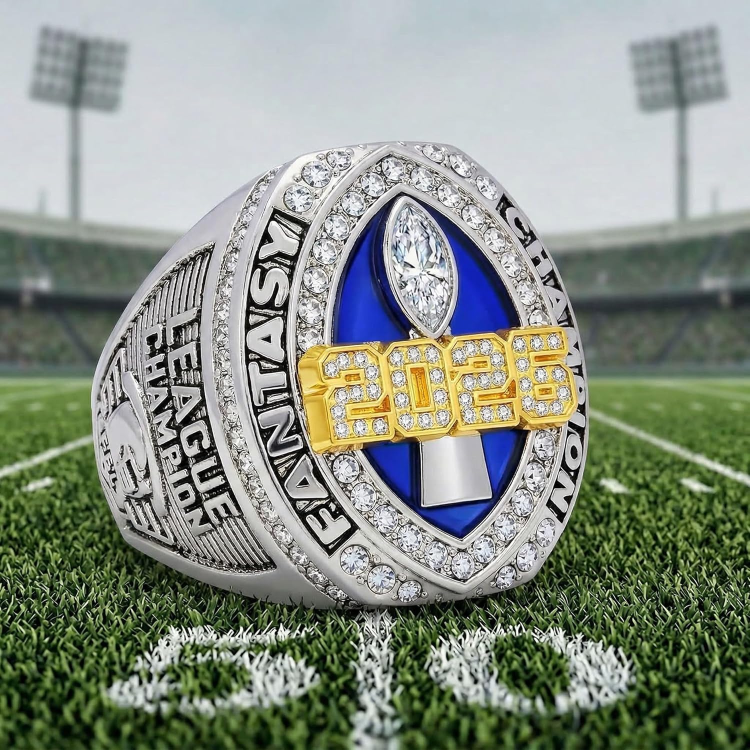 2025 Fantasy Football Ring 2024,Fantasy Football Championship Ring with High-Grade Gift Box,League Champion Trophy Rings Premium Award for Winner