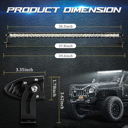 Miniatura 4 de Barra de luz LED de 36 pulgadas CREE LED de 180 W de una sola fila de inundación Combo de luz LED 3D de conducción antiniebla de iluminación