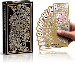 Ben Niu Lucky Dragon Playing Cards – Waterproof Plastic Slim Design Deck of Cards Themed with Gold Edges & Oriental Art, Premium Unique Poker Cards, for Players & Collectors
