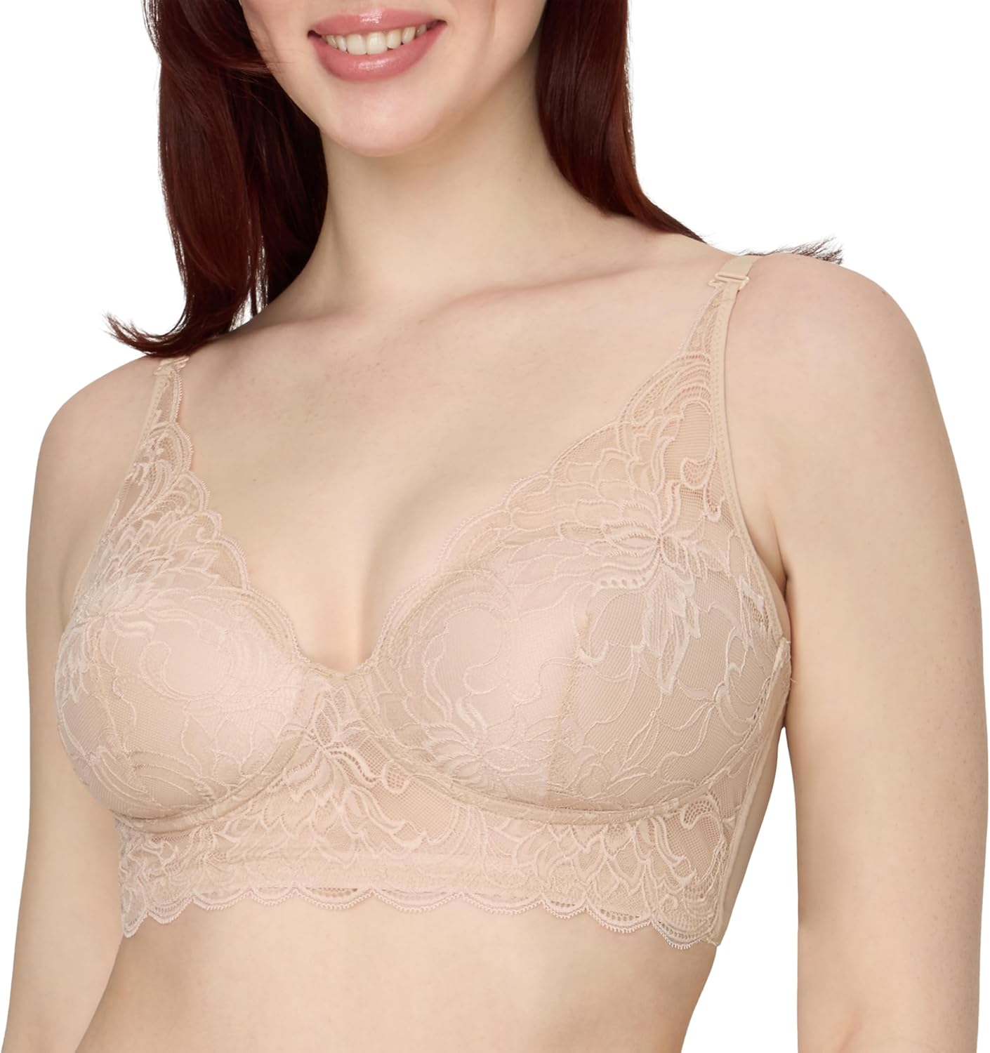Maidenform Women's Lace Bralette, Padded Longline Bralettes, Convertible Wireless Bras for Women (Plus