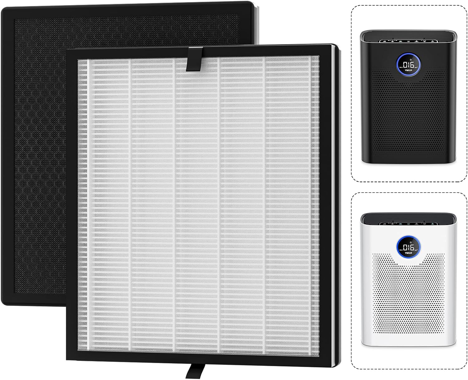 2 Pack ZQA-8000A Replacement Filter ZQA-8000A Air Purifier, H14 True Air Cleaner 360° 3-Stage Filtration, 3-in-1 High-Efficiency