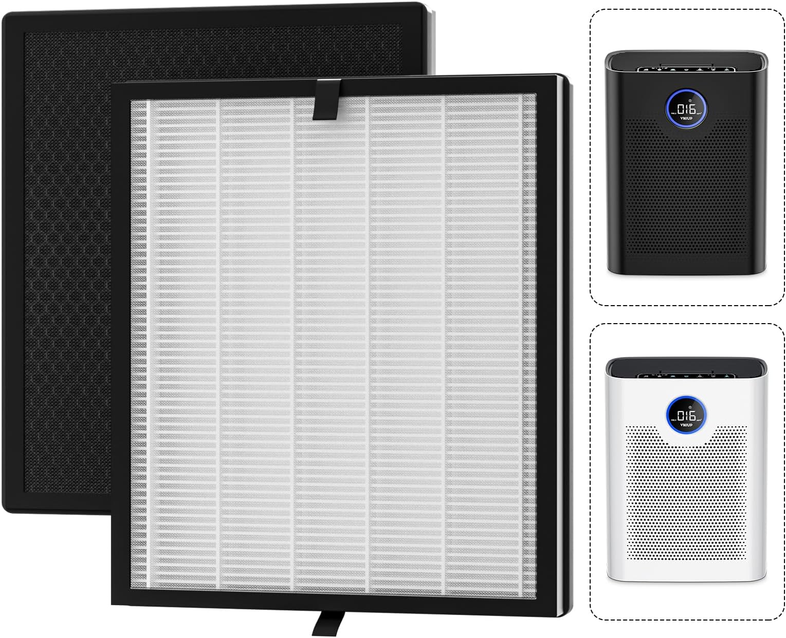 2 Pack ZQA-8000A Replacement Filter ZQA-8000A Air Purifier, H14 True Air Cleaner 360° 3-Stage Filtration, 3-in-1 High-Efficiency