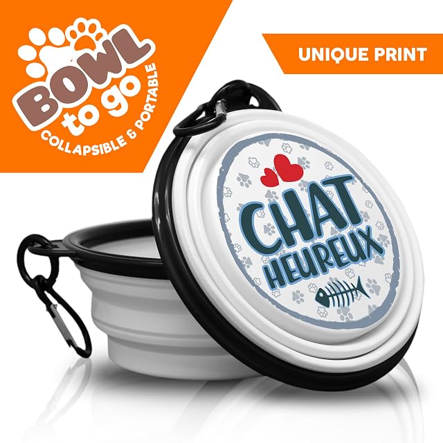 Foto 4 de 7 de Chat heureux - Comedero plegable y portátil para perros con mosquetón para pasear con tus cuatro patas.…