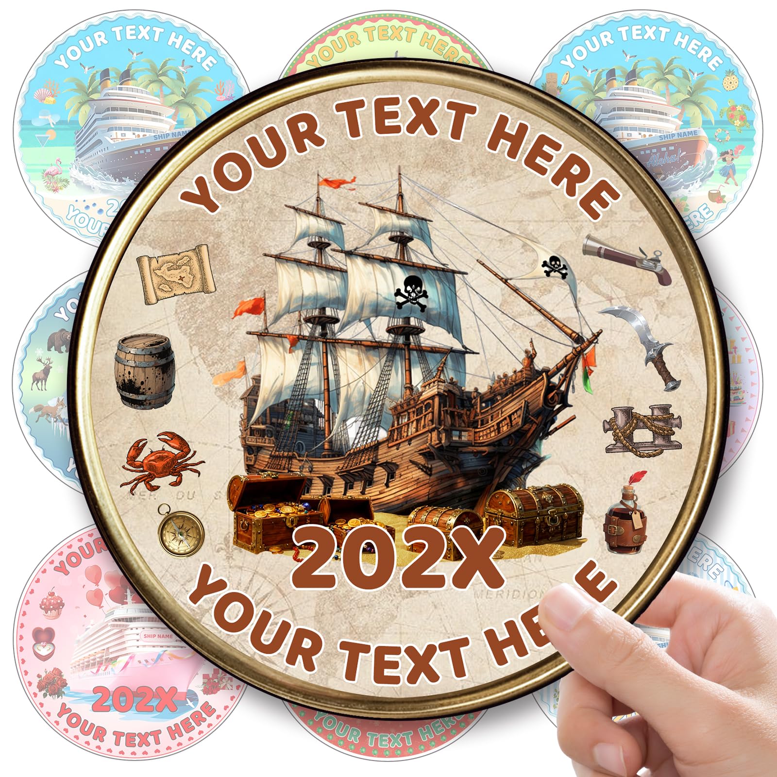 Custom Cruise Door Decorations Magnets Personalised Magnets for Cruise Ship Door Customized Text Name Year Cruise Magnet-Pirate