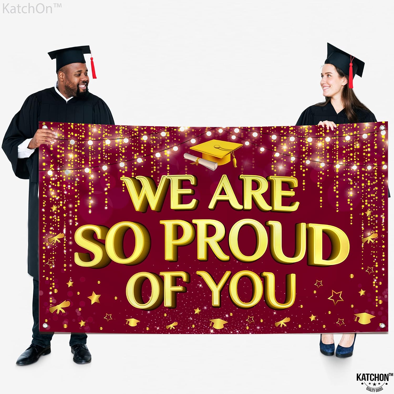 KatchOn, We are So Proud of You Banner - XtraLarge, 72x44 Inch | Graduation Backdrop Maroon and Gold for 2026 Grad Party Decorations | Congratulations Banner for 2026 Graduation Decorations 2026