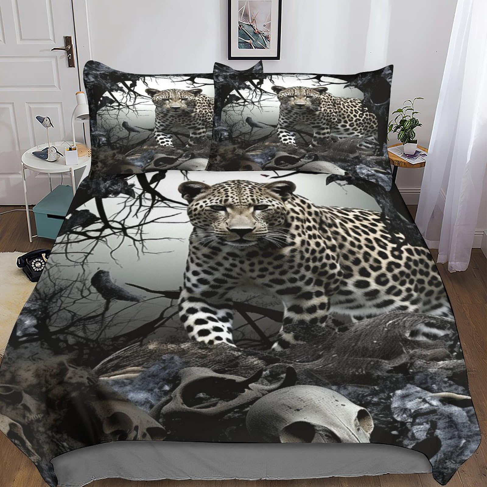 Housse de couette léopard 3D literie douce pour lit double