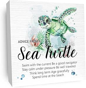 Amazon.com: JJOINUS Beach Sea Tutle Wooden Box Sign, Turtle Gifts for ...
