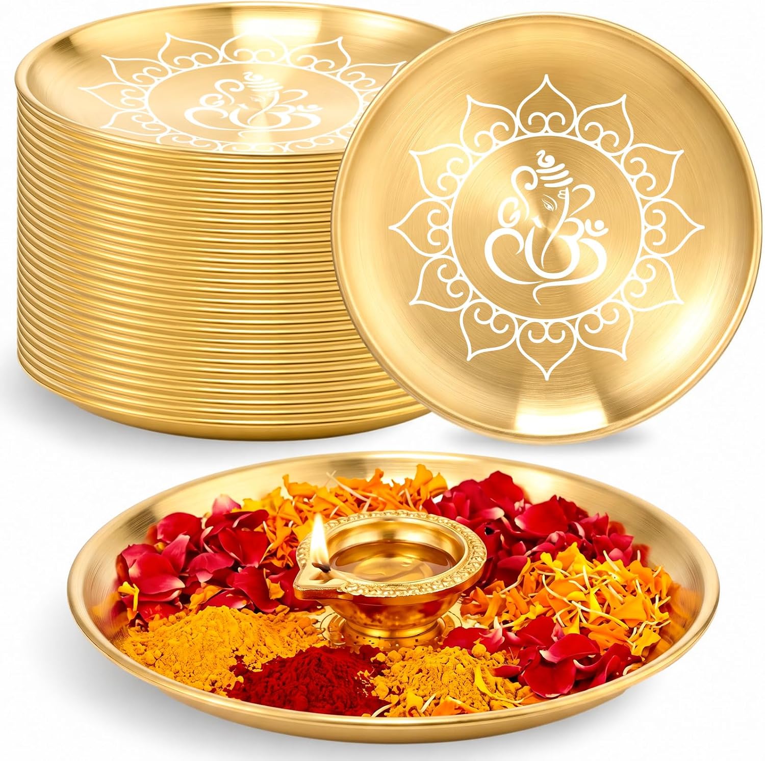 6 Pcs Diwali Pooja Thali Indian Pooja Return Gifts Bulk, Peacock
