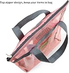 TOPASION Mesh douche Caddy Bag Portable suspendu Toilettes et bain Organisateur avec fermeture à glissière pour le voyage, Gym, Camping, College Dorms, Plage (Pink)