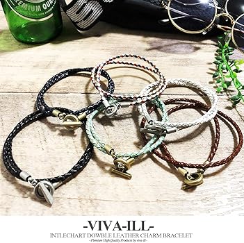 Amazon | VIVA-ILL 本革 編み込み レザー ブレスレット メンズ 革 2連