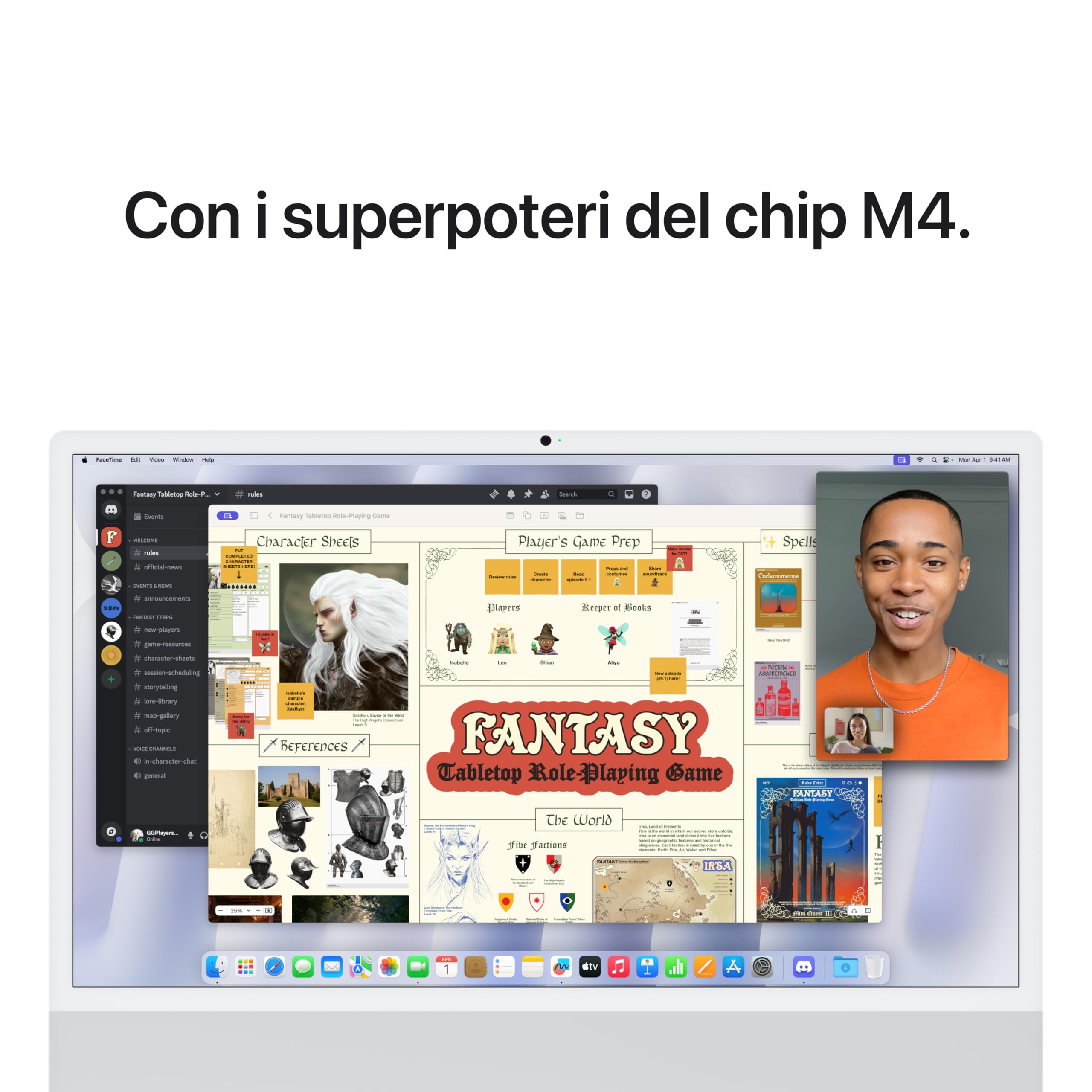Apple iMac Computer desktop all-in-one: Chip M4, CPU 10-core e GPU 10-core: display Retina 24'', 16GB di memoria unificata, 256GB di archiviazione SSD, con accessori. Per iPhone/iPad; Argento