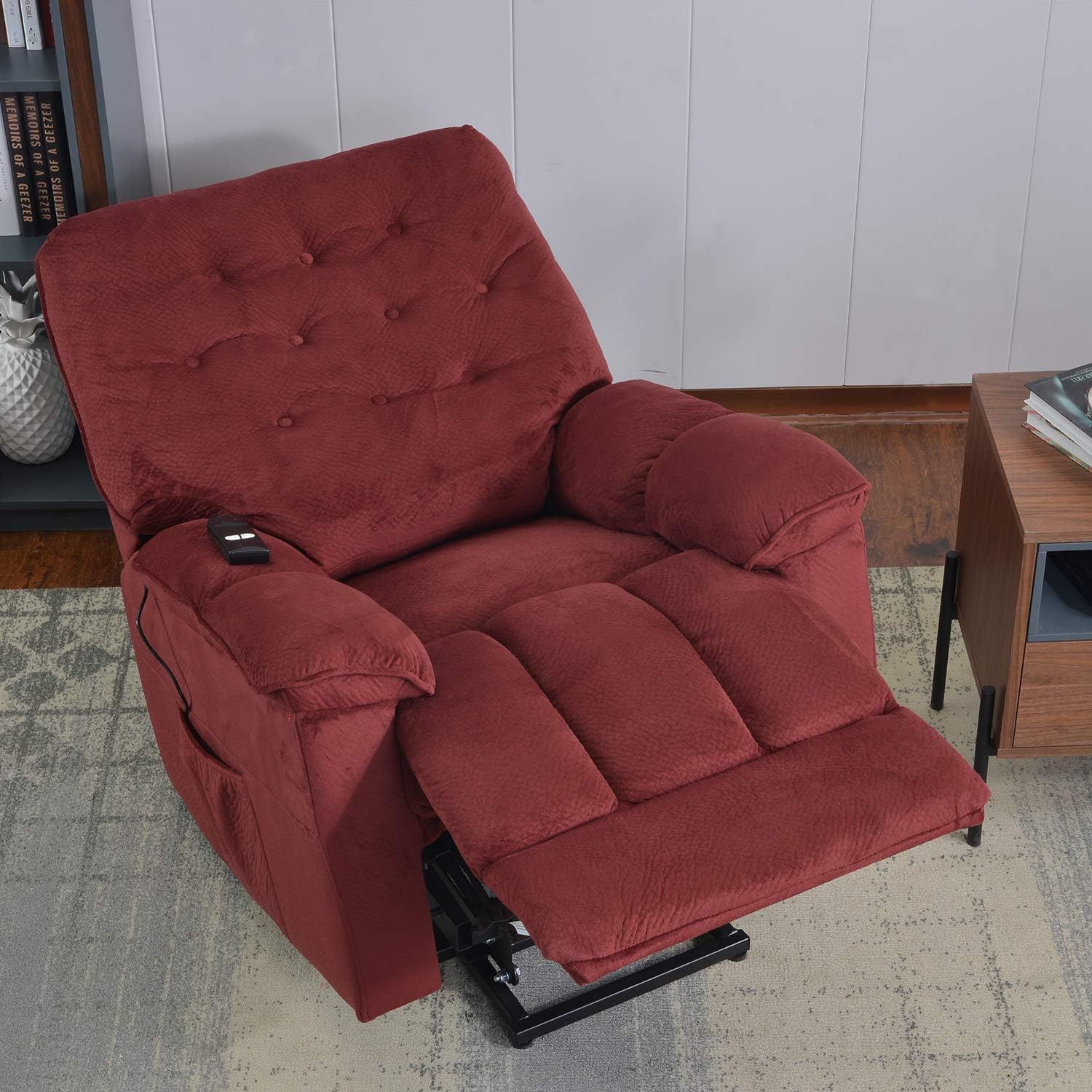 Merax Power Lift Recliner Chair Lazy Sofa for Elderly, Heavy-Duty Fuction with Remote Control, Office or Living Room, Red : Home & Kitchen