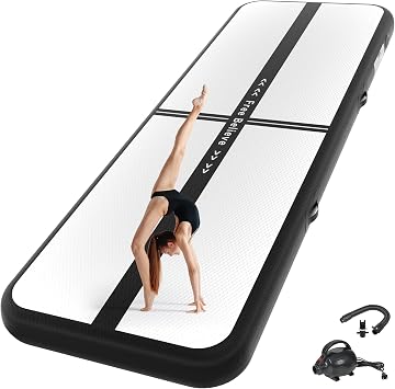 FINCOME Inflatable Gymnastics Air Mat Tumble Track Mats for Home with Pump