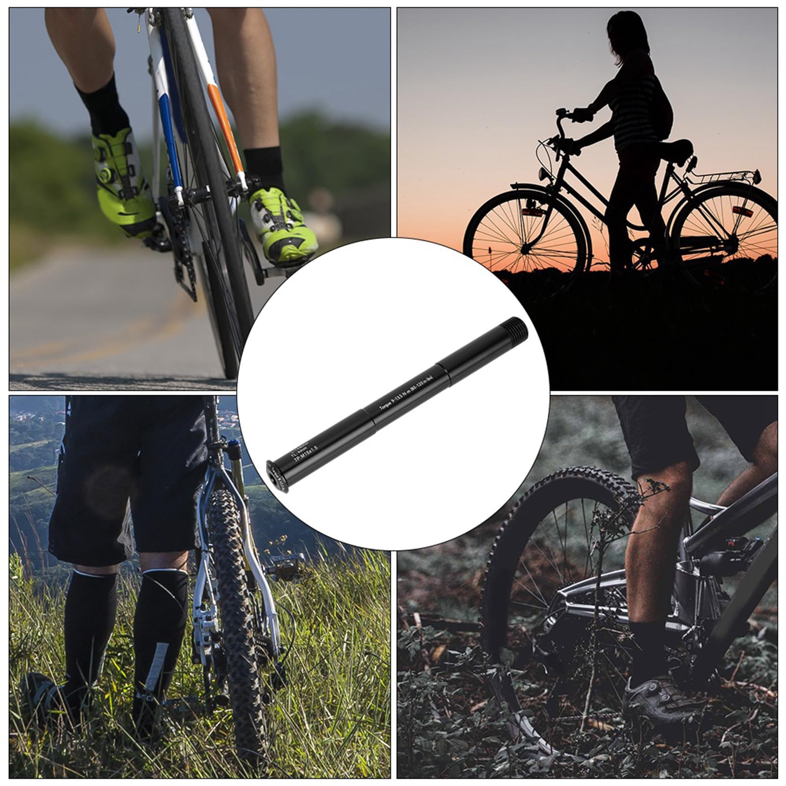 Bicicleta Eje de horquilla delantera,Eje delantero Tubo a través del eje Boost Aleación de aluminio para RockShox Bicicleta de montaña de MTB(15X110MM（158L))