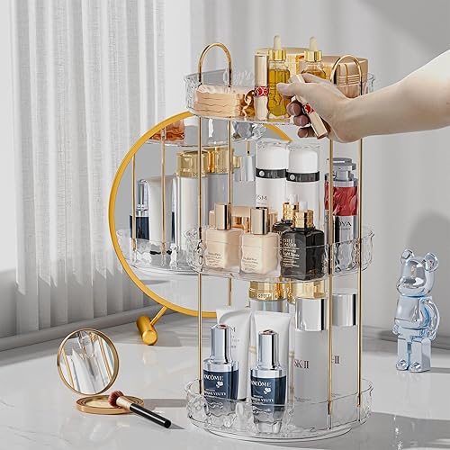 Miniatura 6 de Organizador de maquillaje giratorio 360, organizador giratorio de 3 niveles para el cuidado de la piel, organizadores de perfumes, almacenamiento de