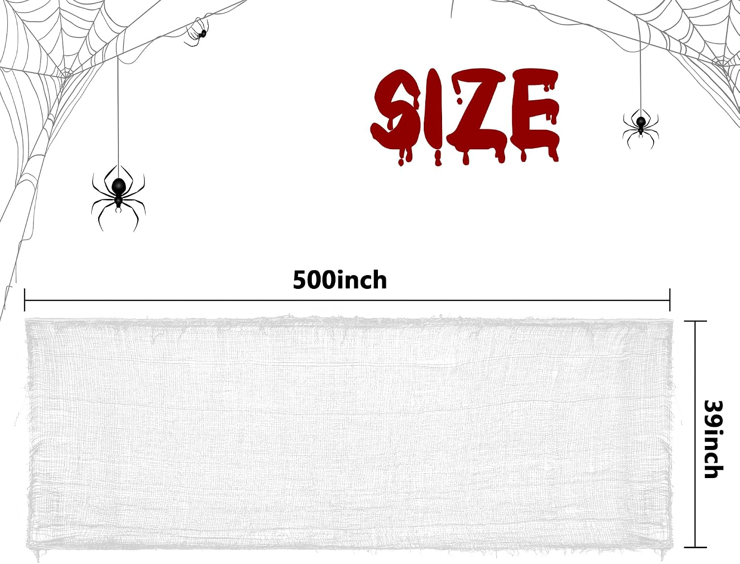  500 x 39 Inch Large Size Halloween Spooky Cheese Cloth, Halloween White Scary Creepy Cloth, Windows Doorways Cover Gauze for Halloweens Haunted House Party Decor thumbnail