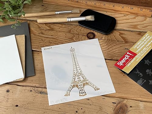 Miniatura 4 de Stencil1 Torre Eiffel de 6 x 6 pulgadas, plantillas reutilizables de calidad duradera para dibujar pintura, plantilla de París Francia, decoración