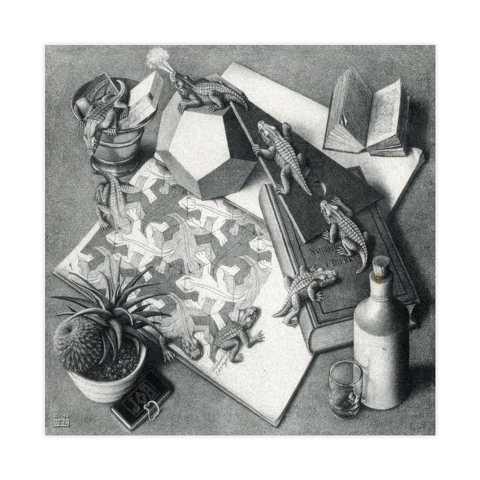 WCYB Reptiles by Maurits Cornelis Escher Posters Prints Canvas Deco Paintings Wall Art Unframe 12" L X 12" W