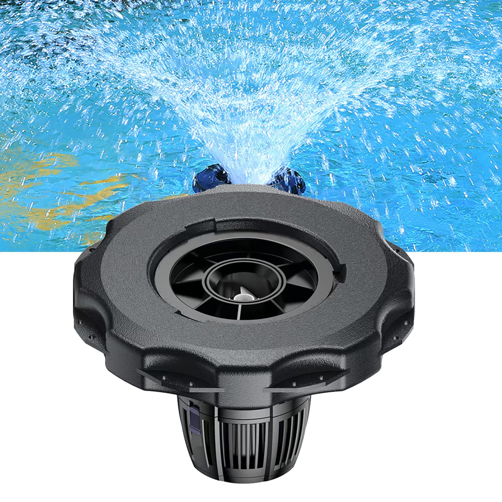 Zjlzjlo Black Pond Fountain Aerator | Floating Pump For Koi Ponds | Auto-Floating Design 3-8Ft Depth | 360° Jets | Energy-Saving 90W | Up To 20000L/H,