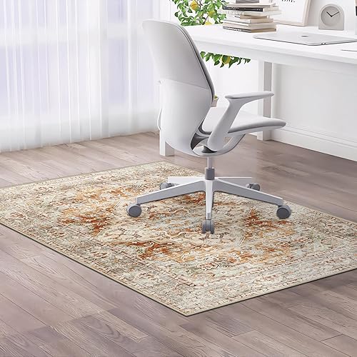 Miniatura 1 de Tapete para silla de oficina, protección de suelo duro, 36 x 48 pulgadas, antideslizante, compatible con suelos de juegos y alfombras, color naranja