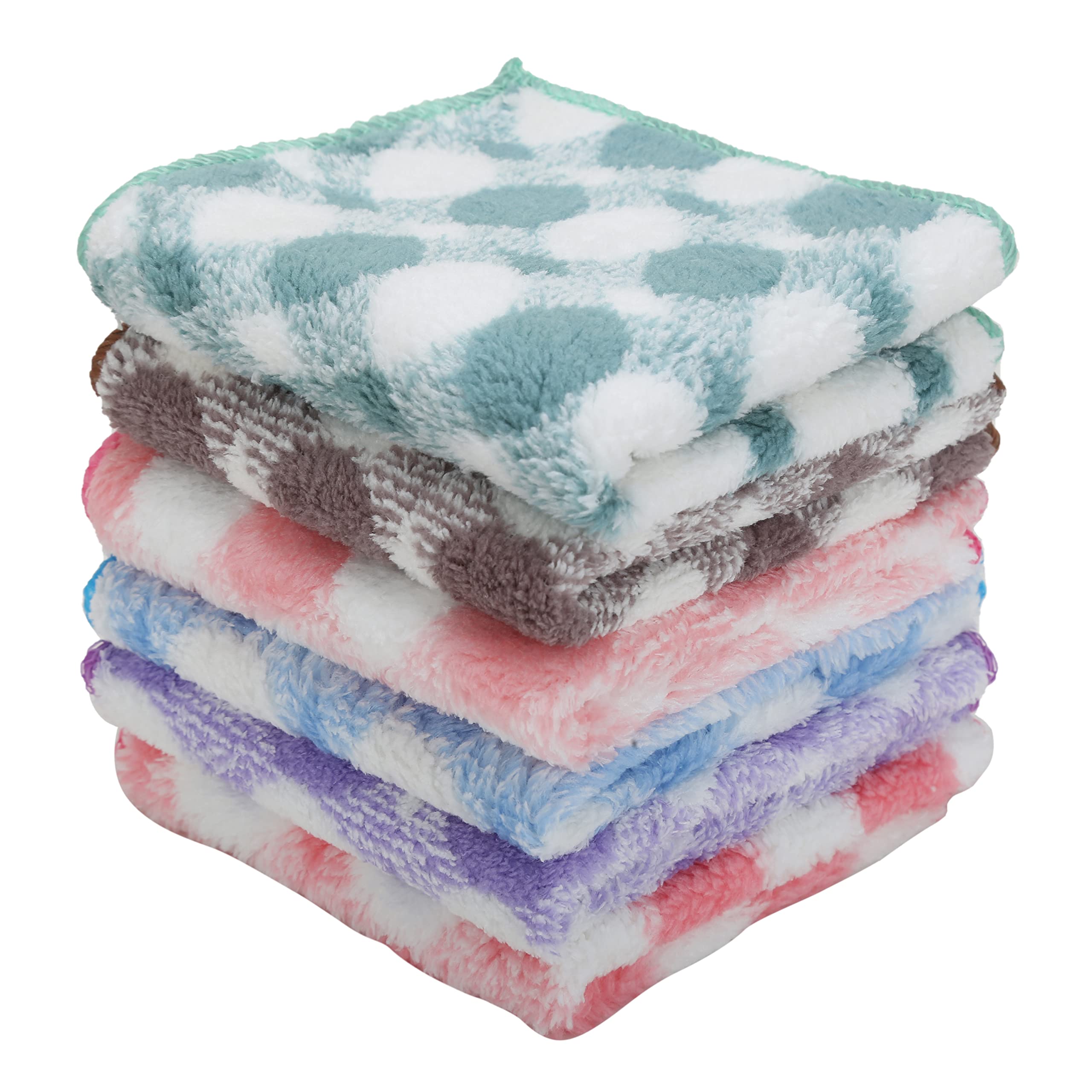 KhillayoxMicrofiber Small Size Handkerchief/Rumal/Face Towel | Extra Soft And Super Absorbent Handkerchieves For Women's - Set of 6 (11" x 11") - Multicolored, Round-Multicolor, 11x11 inch