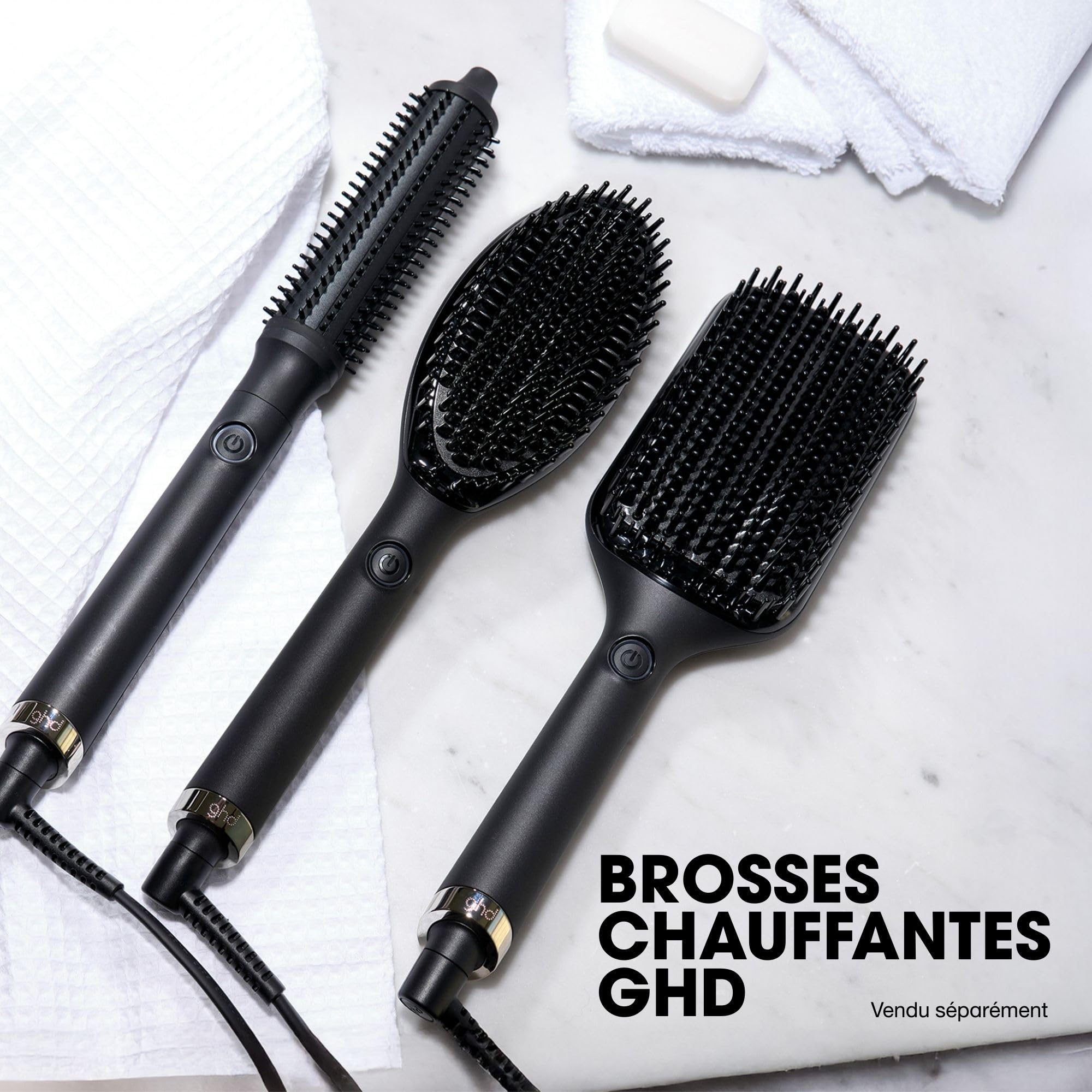 ghd - Brosse Chauffante ghd Glide+ Max - Brosse Lissante (Noire) - Lissage Rapide, Facile, résultats sans frisottis - Sans chaleur extrême - Cheveux Longs, Épais, Bouclés - S'utilise sur cheveux secs