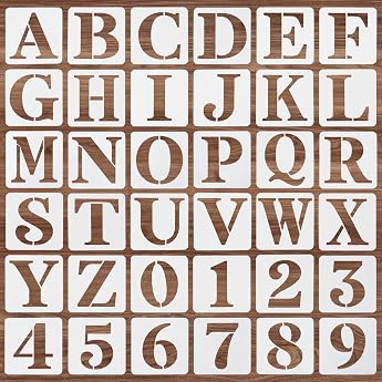 Pack of 36 Letter Stencils Ymapinc 10 cm Reusable Stencil Letters Washable Stencils Letter Plastic Number Stencils Alphabet Stencil for DIY Wooden Signs Painting