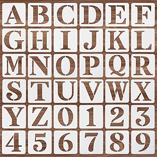 36 Pcs 4 Inch Letter and Number Stencils, Reusable Plastic Alphabet Spray Paint Stencils for Painting on Wood Wall Canvas DIY Art Projects Craft Decorations