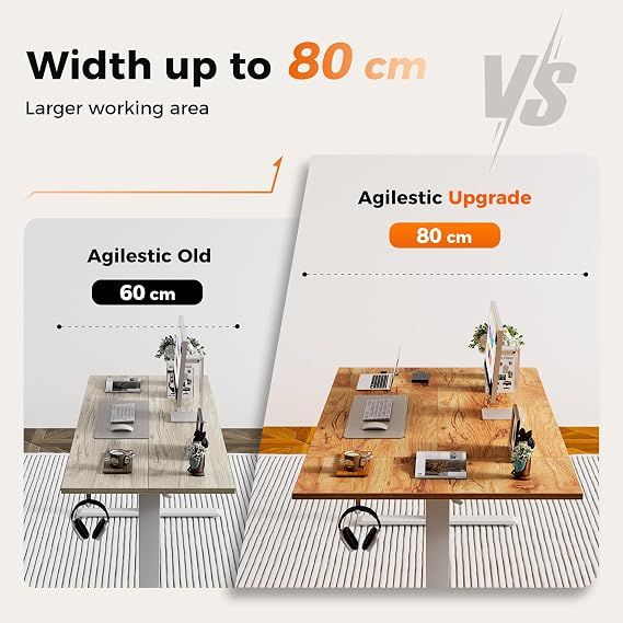 Agilestic Height-Adjustable Electric Desk, 140x80 cm Sit-Stand Office Desk, Computer Desk with Memory Function, Standing Desk, Gaming Desk, Light Brown