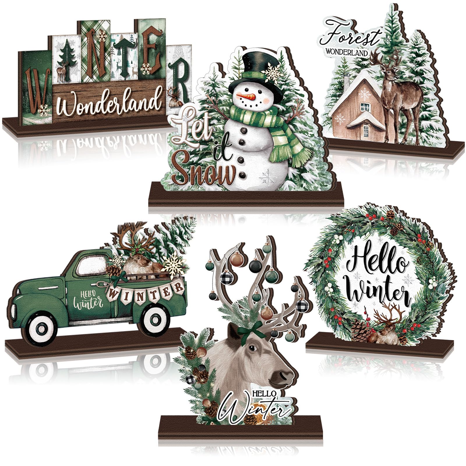 Décoration de table d'hiver en bois pour Noël style ferme